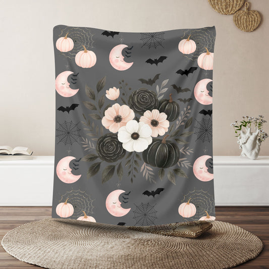 Charming Halloween Velveteen Plush Blanket, Cozy Throw, Autumn Decor, Gift for Spooky Lovers, Soft Blanket for Fall Nights