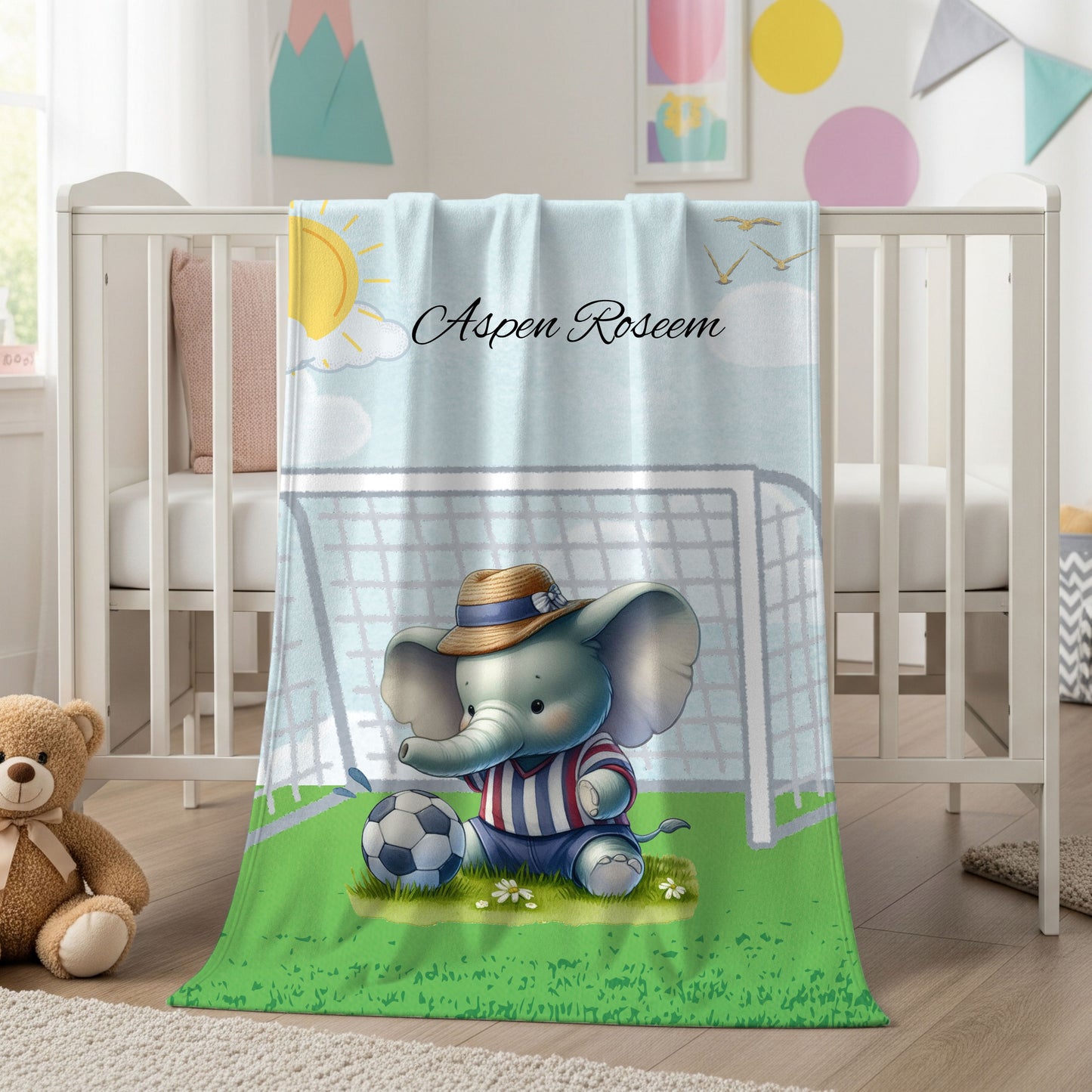 Personalized Elephant Plush Blanket - Soft Velveteen for Kids