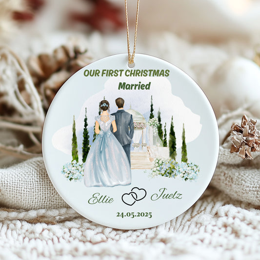 Personalized Wedding Ornament, First Christmas Ornament, Custom Couple Keepsake, Holiday Decor, Newlywed Gift
