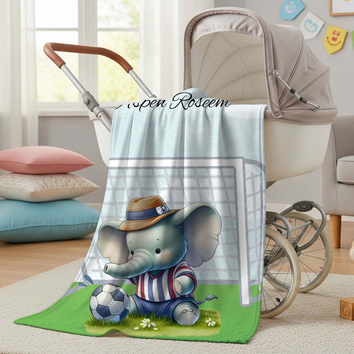 Personalized Elephant Plush Blanket - Soft Velveteen for Kids