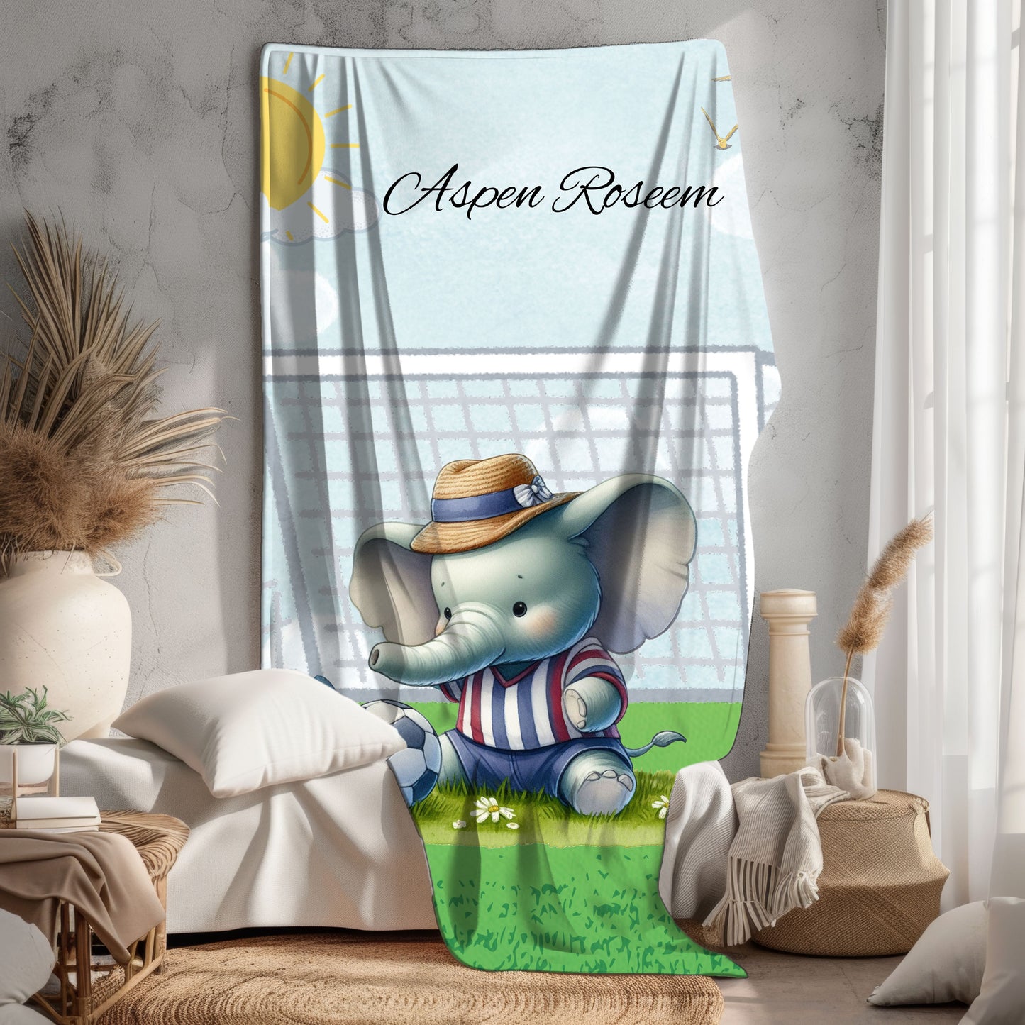 Personalized Elephant Plush Blanket - Soft Velveteen for Kids