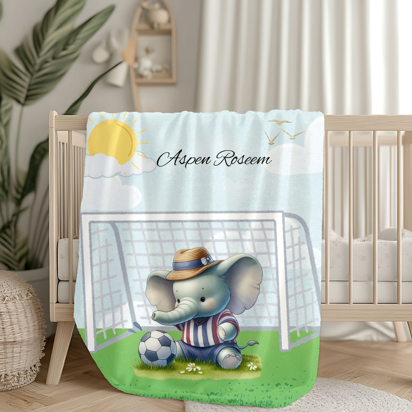 Personalized Elephant Plush Blanket - Soft Velveteen for Kids