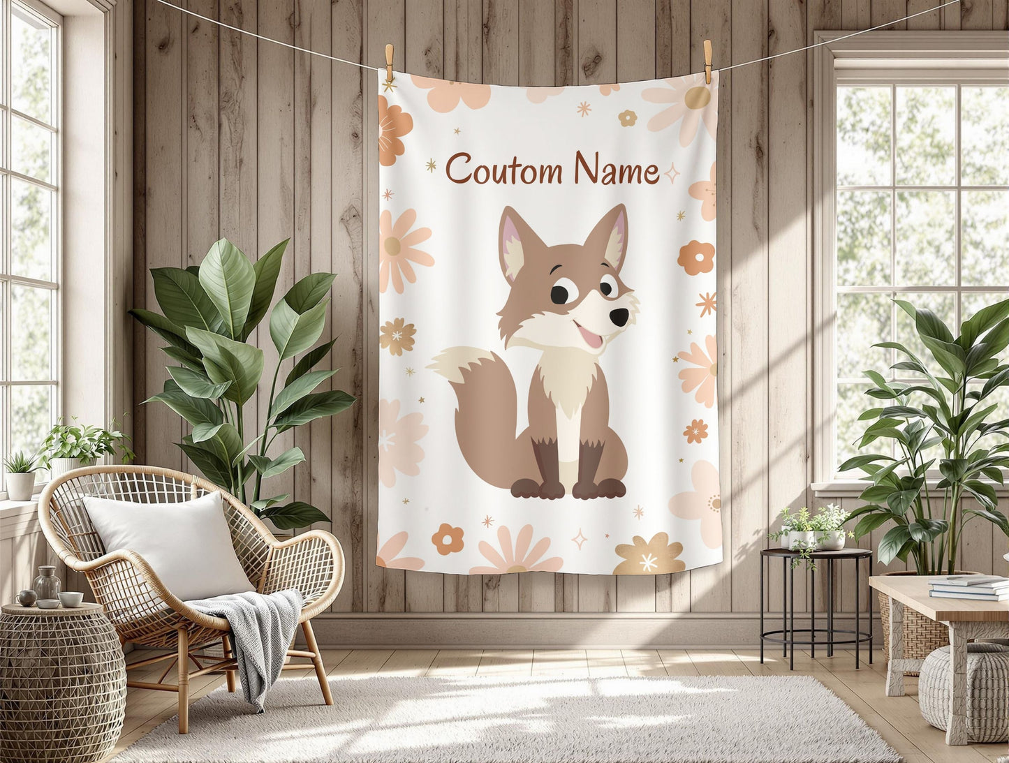 Personalized Velveteen Plush Blanket with Cute Fox Design, Custom Name Blanket, Children's Bedroom Decor, Cozy Gift for Kids, Baby [...]