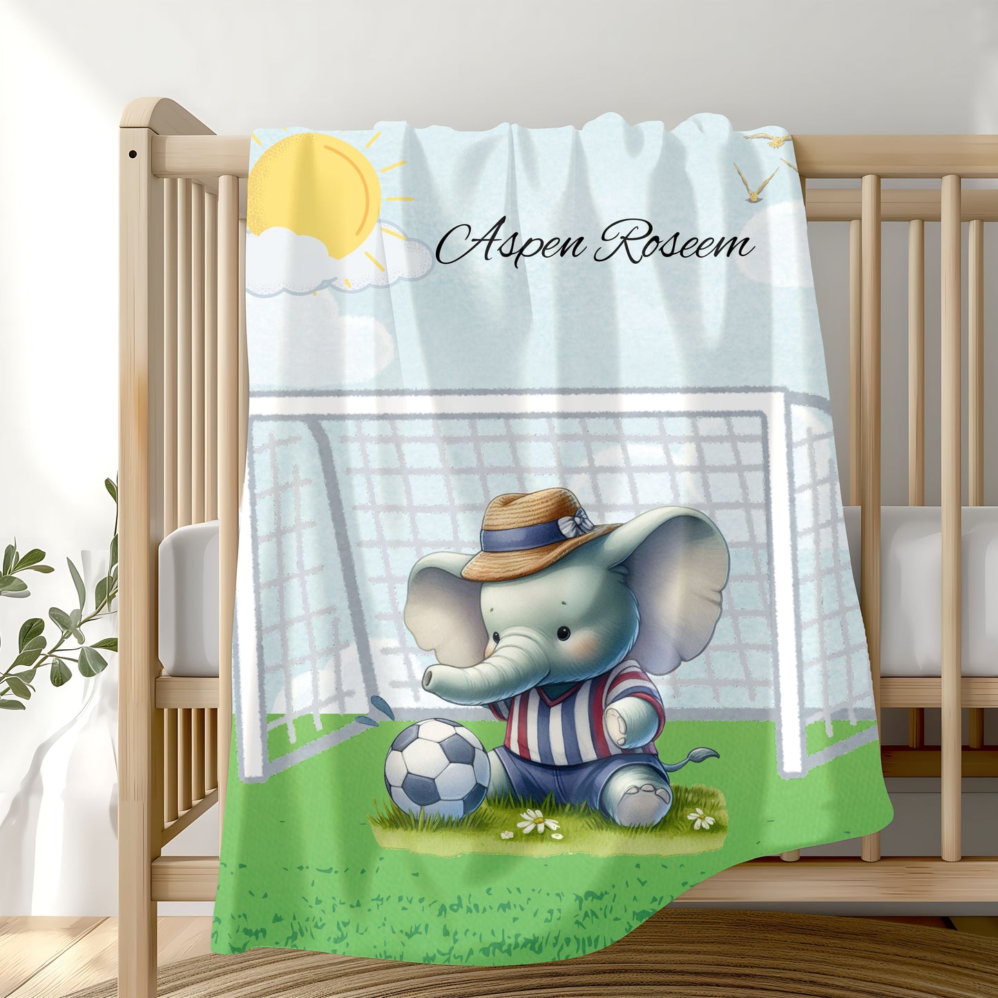 Personalized Elephant Plush Blanket - Soft Velveteen for Kids