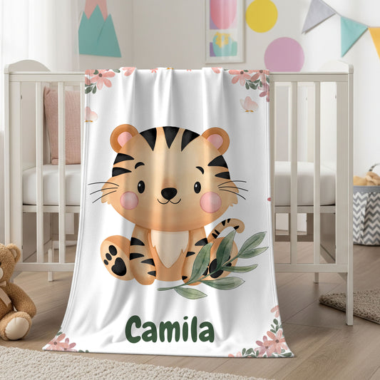 Velveteen Plush Blanket - Cute Tiger Design