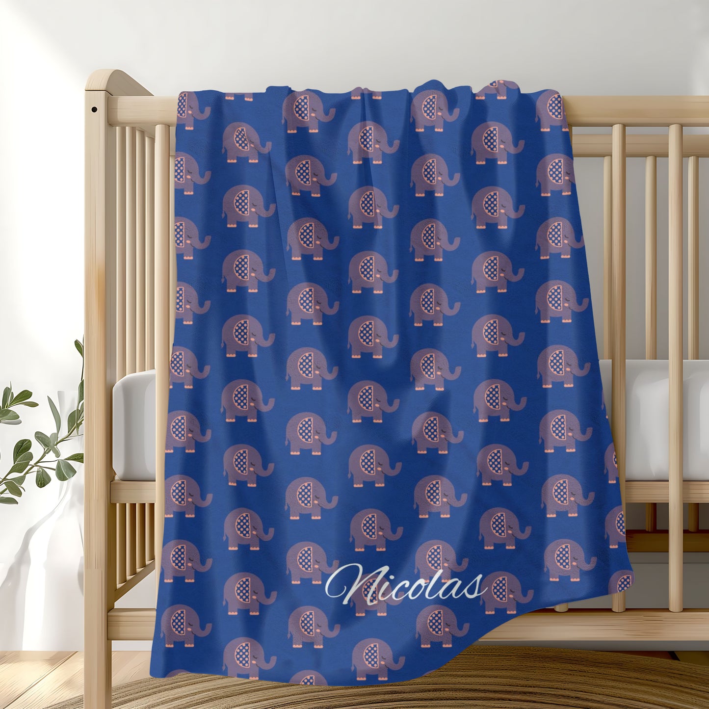 Personalized Velveteen Plush Elephant Blanket