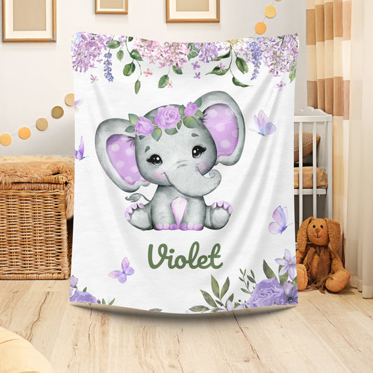 Adorable Elephant Plush Blanket for Kids, Personalized Baby Blanket, Nursery Decor, Soft Comfy Gifts, Toddler Comforter