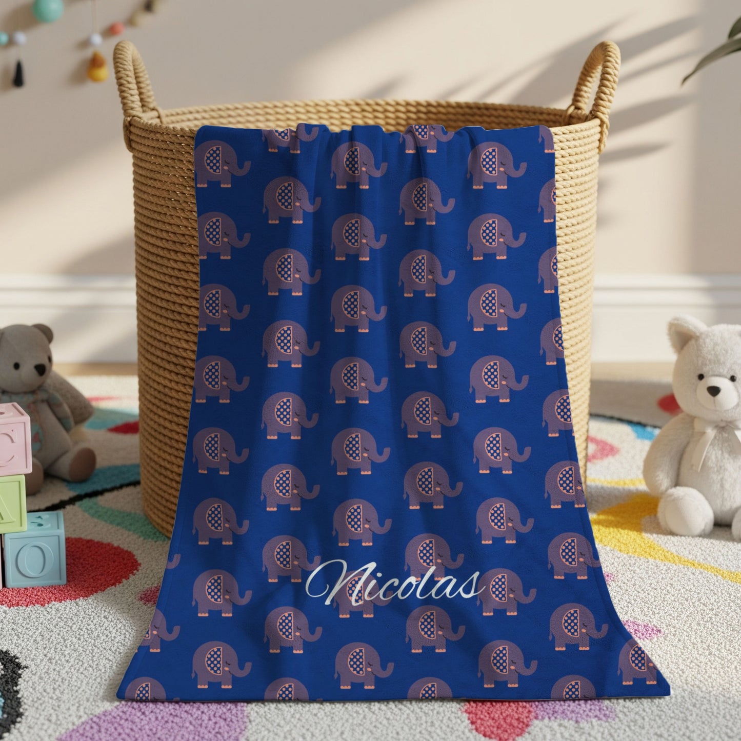 Personalized Velveteen Plush Elephant Blanket
