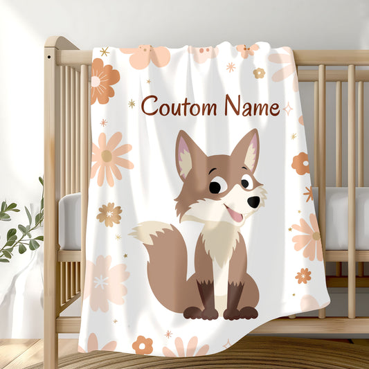 Personalized Velveteen Plush Blanket with Cute Fox Design, Custom Name Blanket, Children's Bedroom Decor, Cozy Gift for Kids, Baby [...]