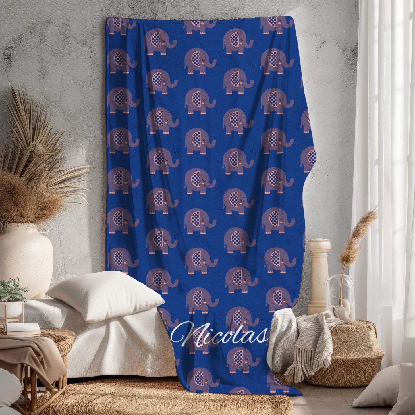Personalized Velveteen Plush Elephant Blanket