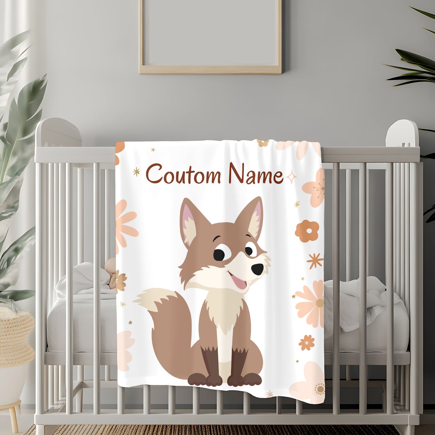 Personalized Velveteen Plush Blanket with Cute Fox Design, Custom Name Blanket, Children's Bedroom Decor, Cozy Gift for Kids, Baby [...]