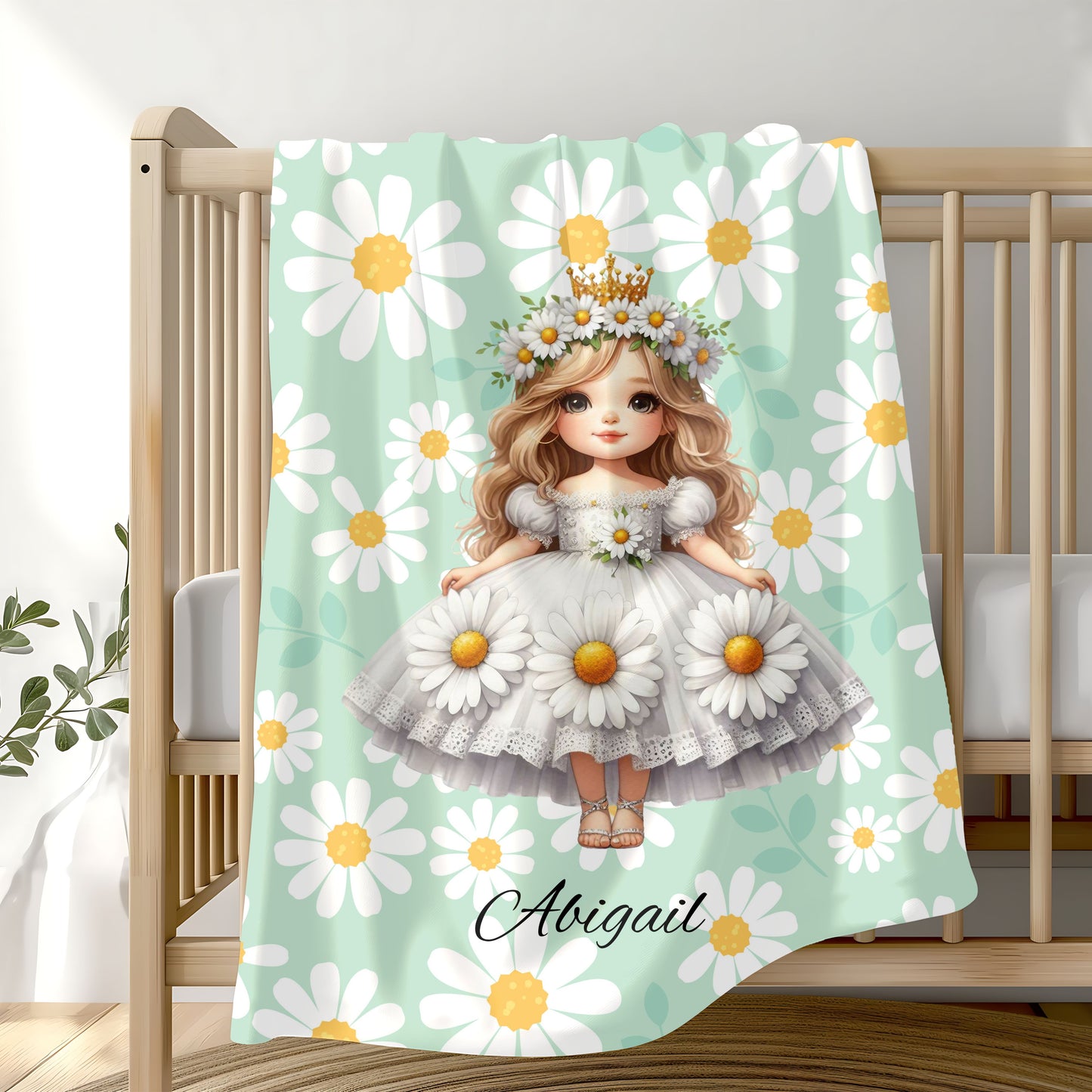 Personalized Floral Velveteen Plush Blanket | Cozy Gift for Kids, Nursery Decor, Birthday, Baby Shower, Home Decor