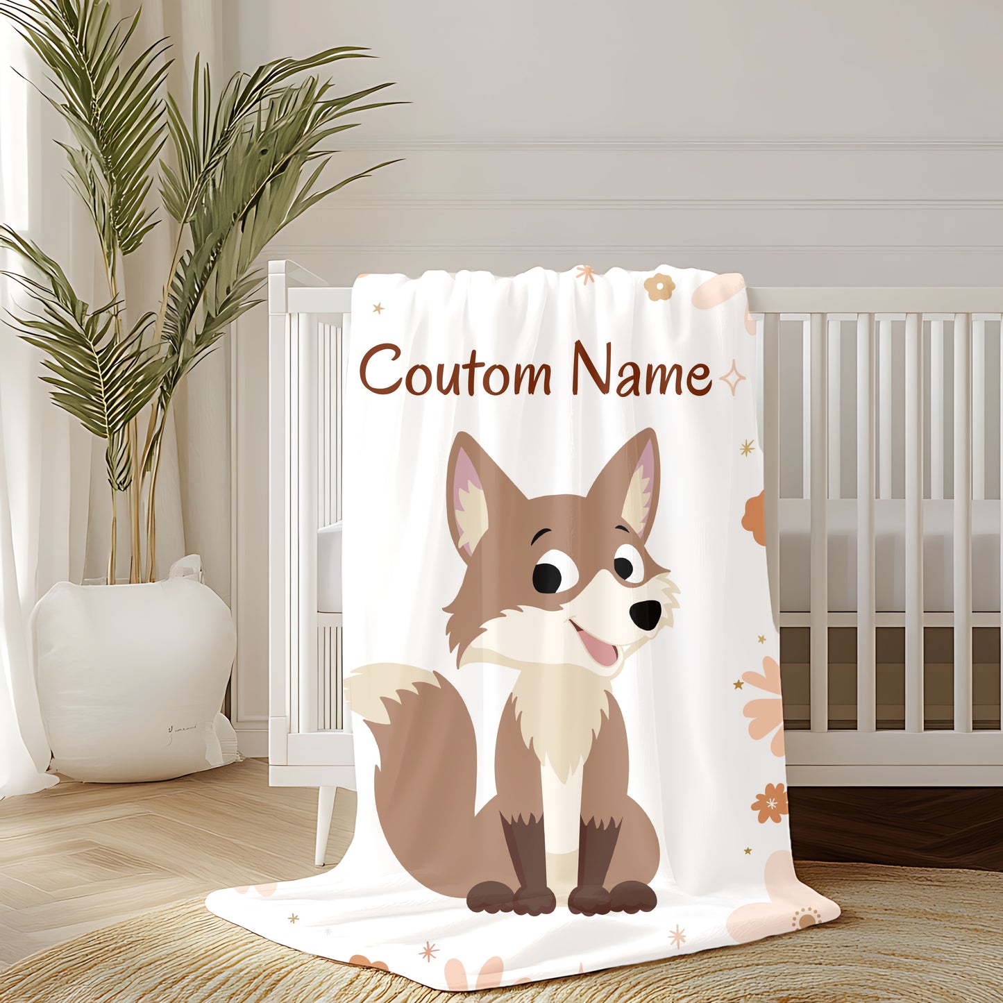 Personalized Velveteen Plush Blanket with Cute Fox Design, Custom Name Blanket, Children's Bedroom Decor, Cozy Gift for Kids, Baby [...]