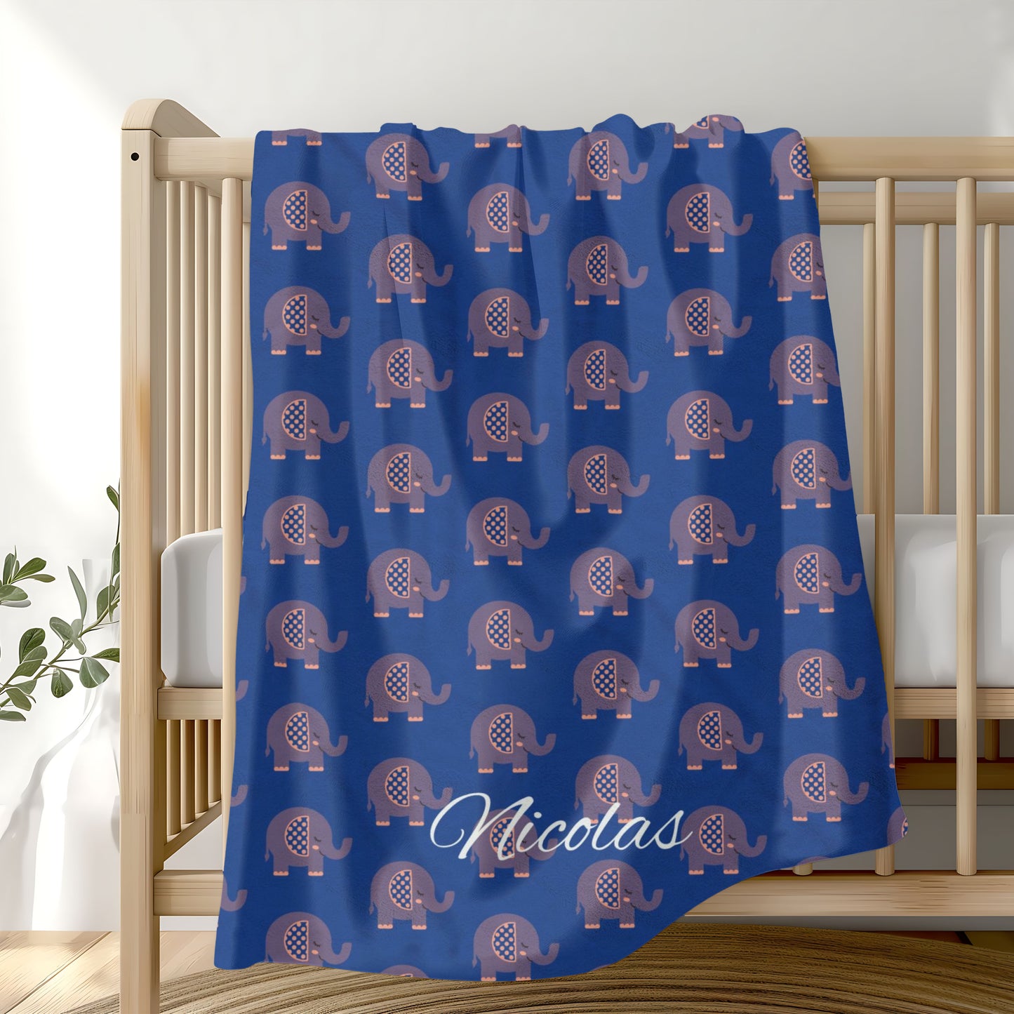 Personalized Velveteen Plush Elephant Blanket