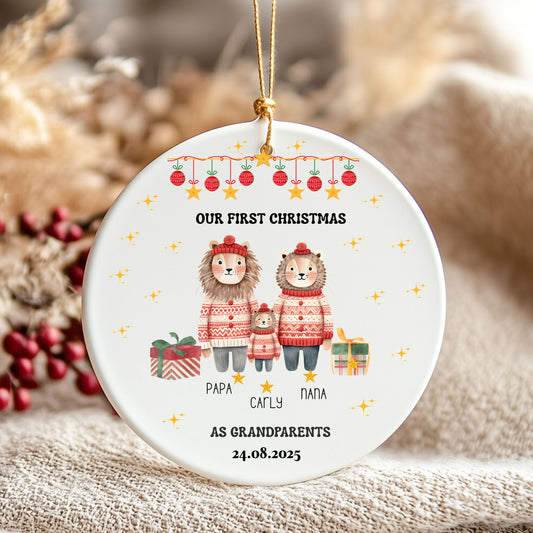 Personalized Family Christmas Ornament, Custom Keepsake Gift, Holiday Decoration, Grandparents Gift, First Christmas as Grandparents