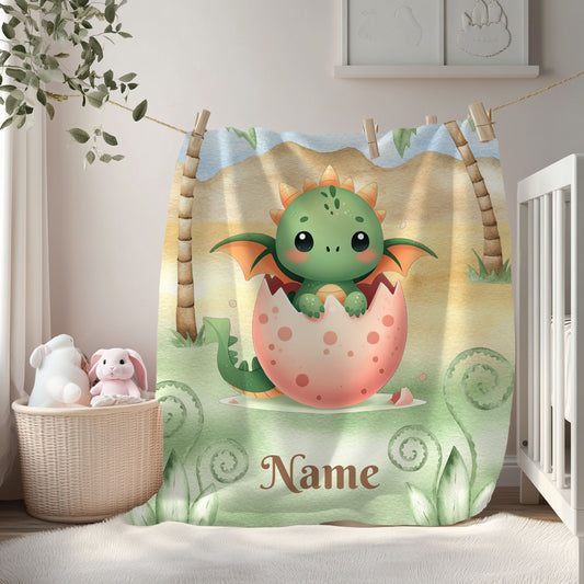 Custom Dragon Plush Blanket, Cozy Child's Blanket, Baby Shower Gift, Nursery Decor, Personalized Blanket, Soft Velveteen