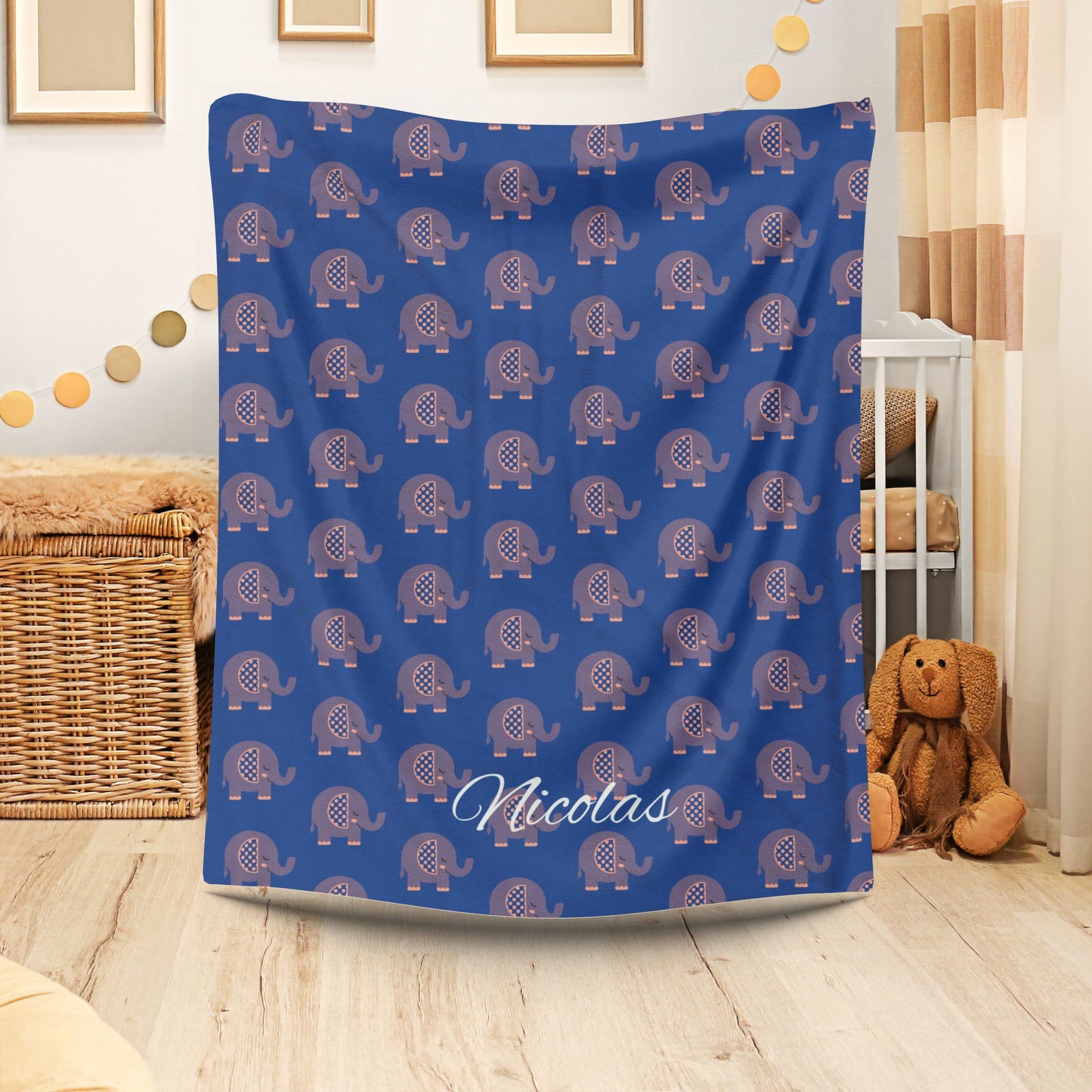 Personalized Velveteen Plush Elephant Blanket
