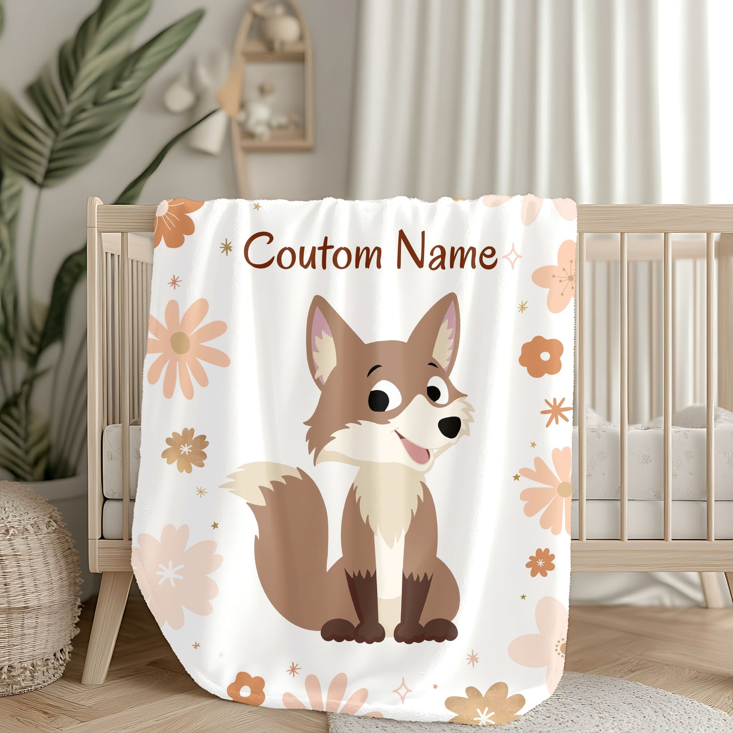 Personalized Velveteen Plush Blanket with Cute Fox Design, Custom Name Blanket, Children's Bedroom Decor, Cozy Gift for Kids, Baby [...]