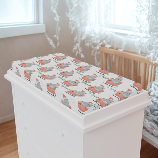 Changing Pad Cover — Cute Cat in Bubble Bath Pattern (Waterproof, Nursery Bedding)