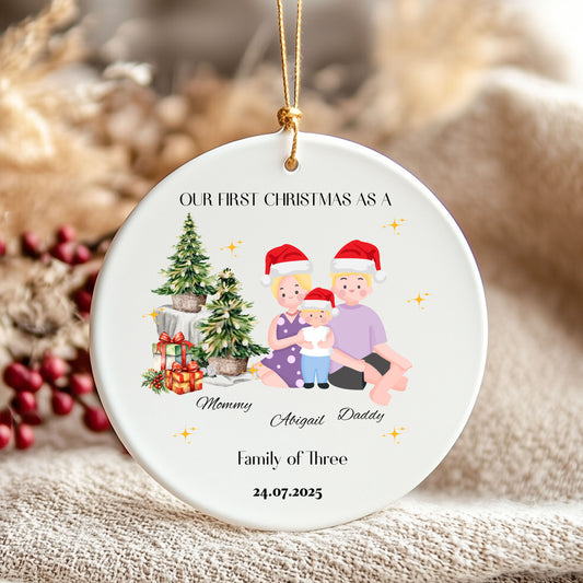 Custom Family Christmas Ornament - Our First Christmas as a Family, Holiday Decor, Personalized Gift, Keepsake Decoration, Xmas Ornament