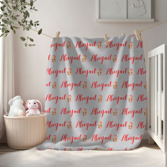 Personalized Velveteen Plush Blanket, Cozy Throw Blanket, Custom Name Blanket, Soft Baby Blanket, Unique Gift for Kids