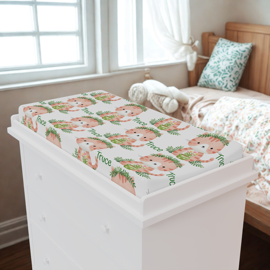 Woodland Fox Baby Changing Pad Cover — Cute Neutral Nursery Bedding