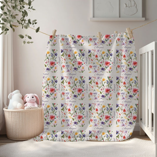 Floral Velveteen Plush Blanket - Cozy Decor for Home, Gift for Her, Wedding Present, Soft Touch for Kids, Spring Decor
