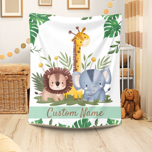 Custom Velveteen Plush Blanket for Kids, Personalized Baby Gifts, Nursery Decor, Soft Animal Theme, Perfect for Baby Showers
