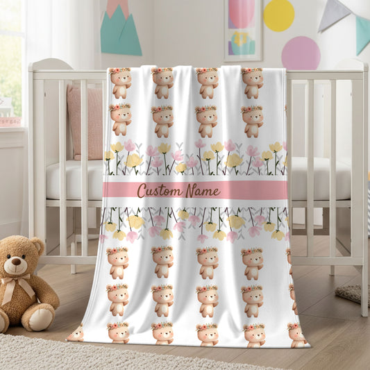 Personalized Velveteen Plush Blanket for Kids, Baby Shower Gift, Nursery Decor, Cozy Throw, Custom Name Blanket