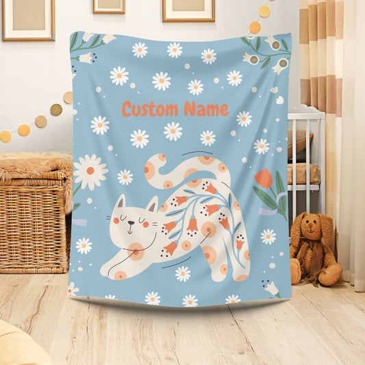 Custom Cat Plush Blanket, Cozy Throw for Pet Lovers, Gift for Animal Lovers, Personalized Home Decor, Warm Snuggle Blanket