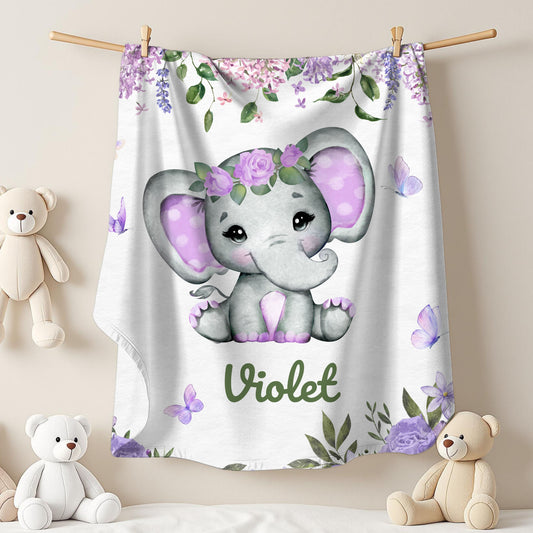 Adorable Elephant Plush Blanket for Kids, Personalized Baby Blanket, Nursery Decor, Soft Comfy Gifts, Toddler Comforter