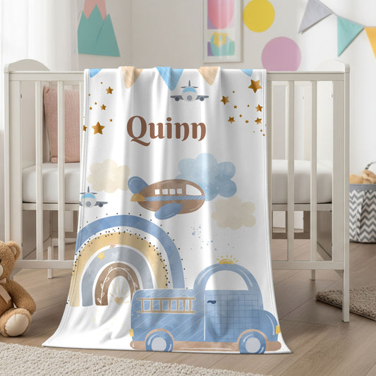 Personalized Velveteen Plush Blanket for Kids, Cozy Baby Blanket, Soft Nursery Throw, Custom Name Gift, Ideal for Baby Showers