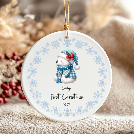 Personalized Christmas Ornament - First Christmas Decoration, Holiday Gift, Keepsake, Winter Decor, Newborn Gift