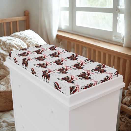 Baby Changing Pad Cover — Cowboy Horse Western Nursery Print