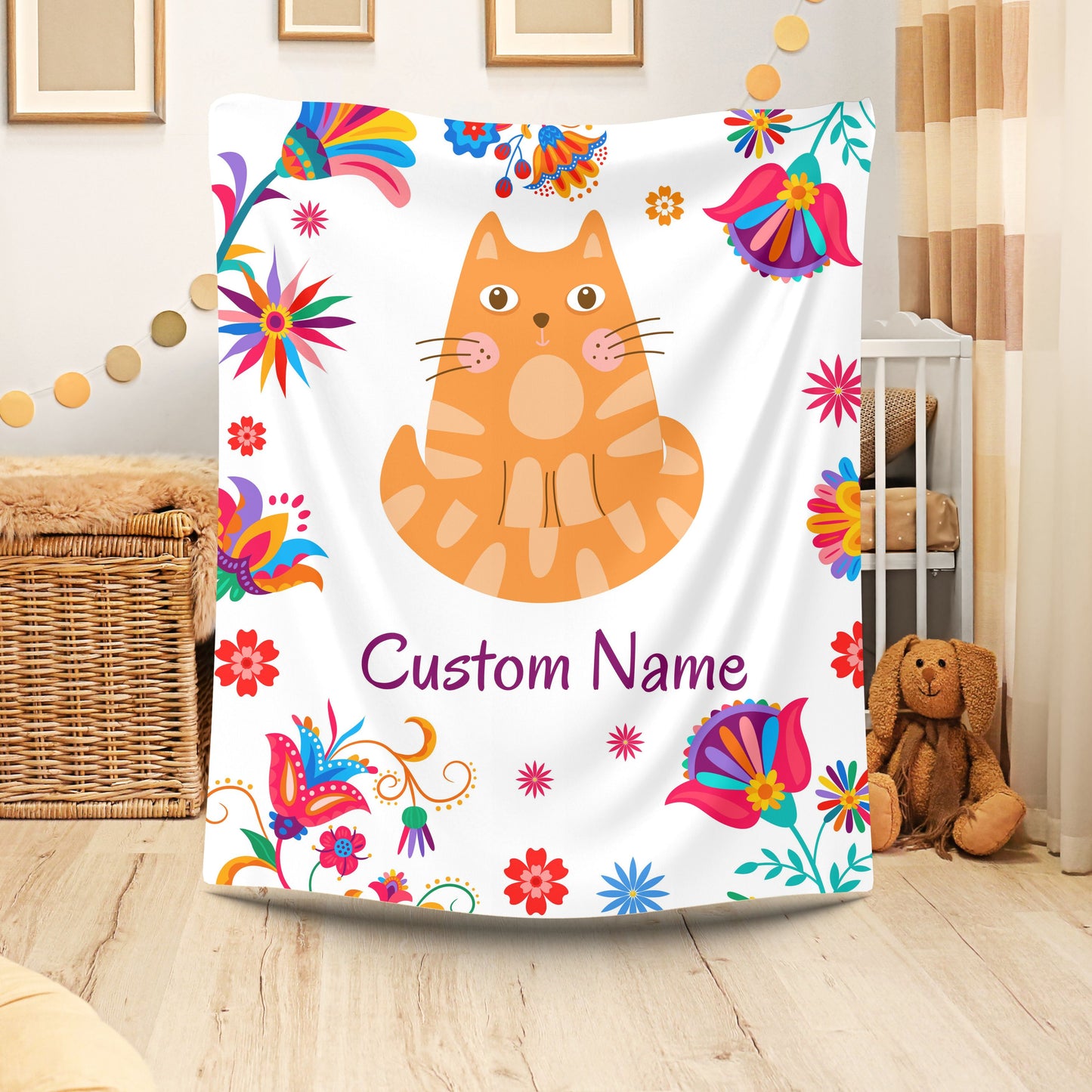 Custom Cat Velveteen Plush Blanket, Personalized Gift for Cat Lovers, Cozy Home Decor, Birthday, Holiday Blanket