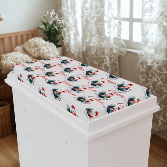 Baby Changing Pad Cover - Floral Watercolor 'Love You' Newborn Nursery Sheet