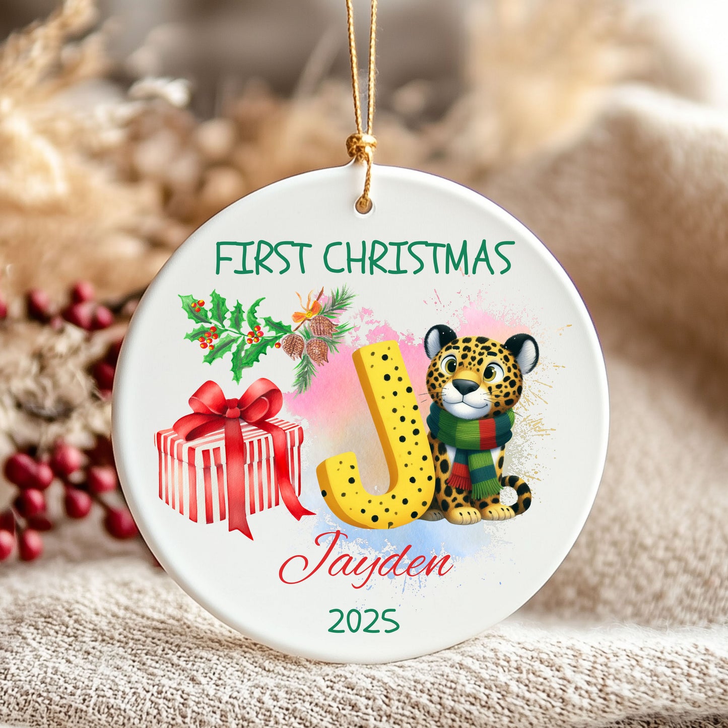 Custom First Christmas Ornament, Personalized Holiday Decor, 2025 Keepsake, Baby's First Christmas Gift, Tree Decoration