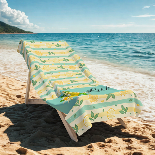 Lemon Stripe Beach Towel — Refreshing Citrus Summer Towel