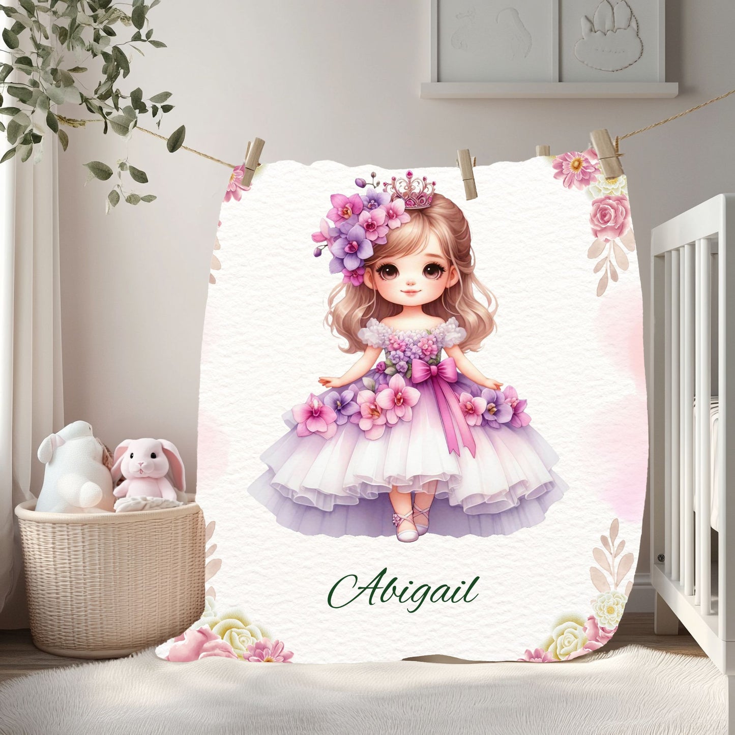 Personalized Velveteen Plush Blanket - Custom Flower Girl Gift, Kid's Blanket, Cozy Throw, Nursery Decor, Birthday Present