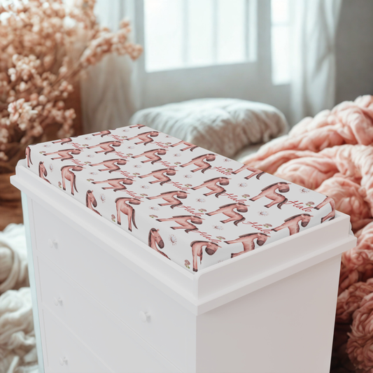 Baby Changing Pad Cover — Boho Blush Flamingo Nursery Pattern