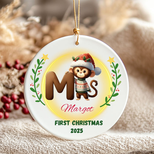 Personalized Ceramic Ornament, First Christmas Keepsake, Holiday Decorations, Gift for New Parents, Baby's First Christmas, Custom [...]