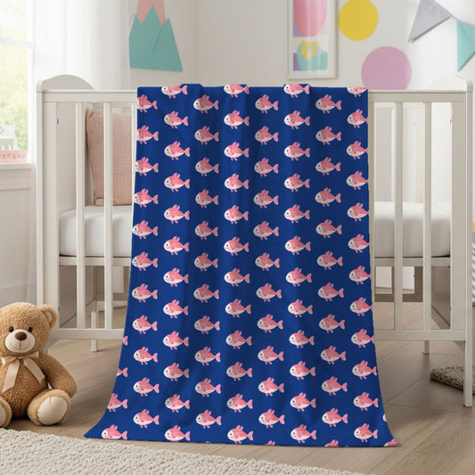 Cozy Fish Pattern Velveteen Plush Blanket