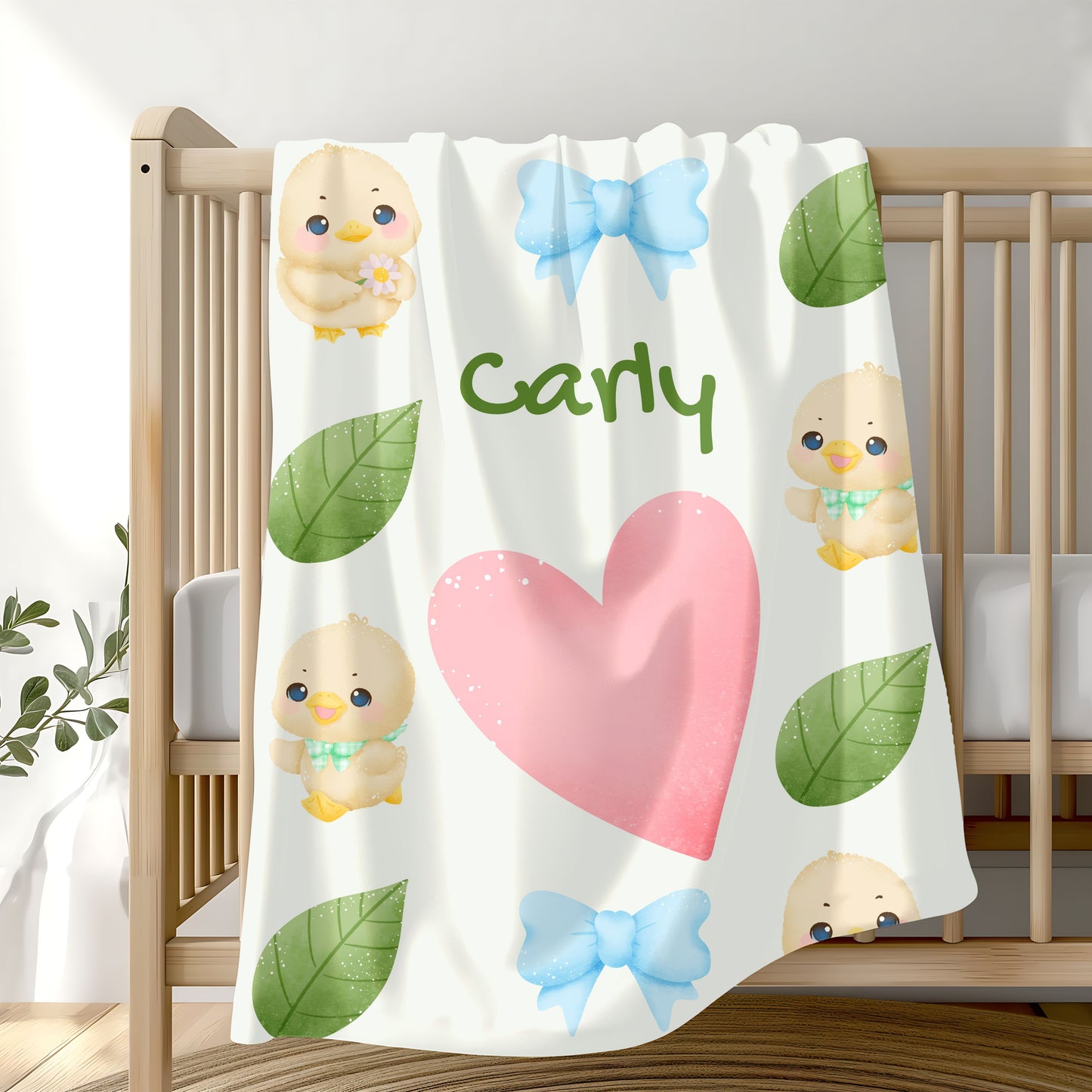 Personalized Velveteen Plush Blanket with Cute Ducklings - Cozy Gift for Kids, Baby Shower, Nursery Decor, Soft Throw for All Occasions