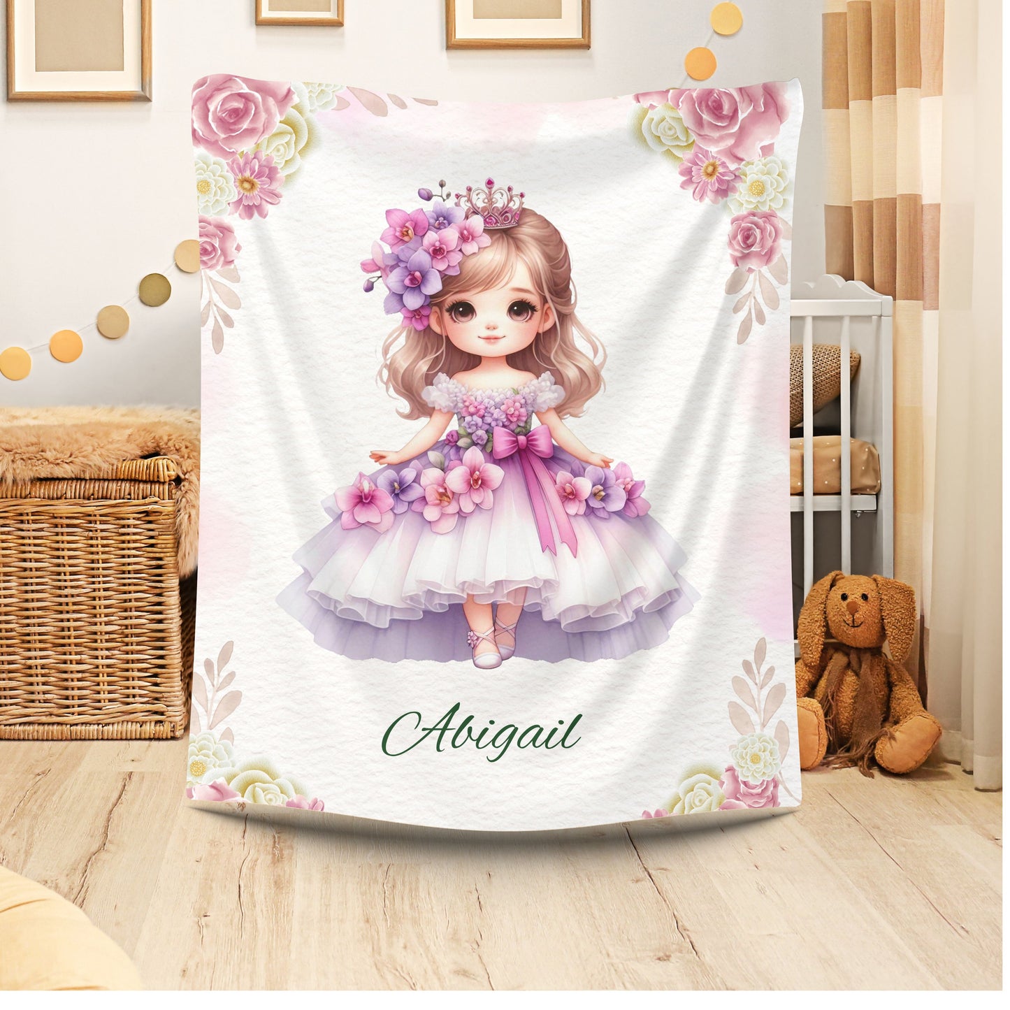 Personalized Velveteen Plush Blanket - Custom Flower Girl Gift, Kid's Blanket, Cozy Throw, Nursery Decor, Birthday Present