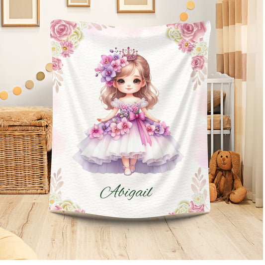 Personalized Velveteen Plush Blanket - Custom Flower Girl Gift, Kid's Blanket, Cozy Throw, Nursery Decor, Birthday Present