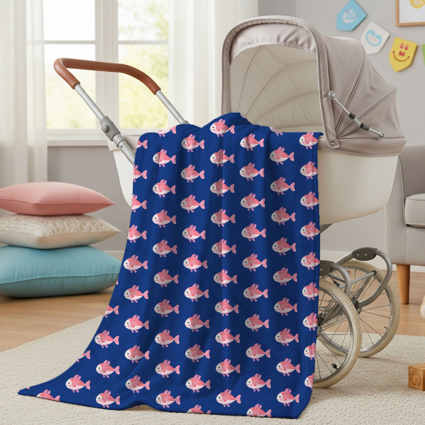 Cozy Fish Pattern Velveteen Plush Blanket