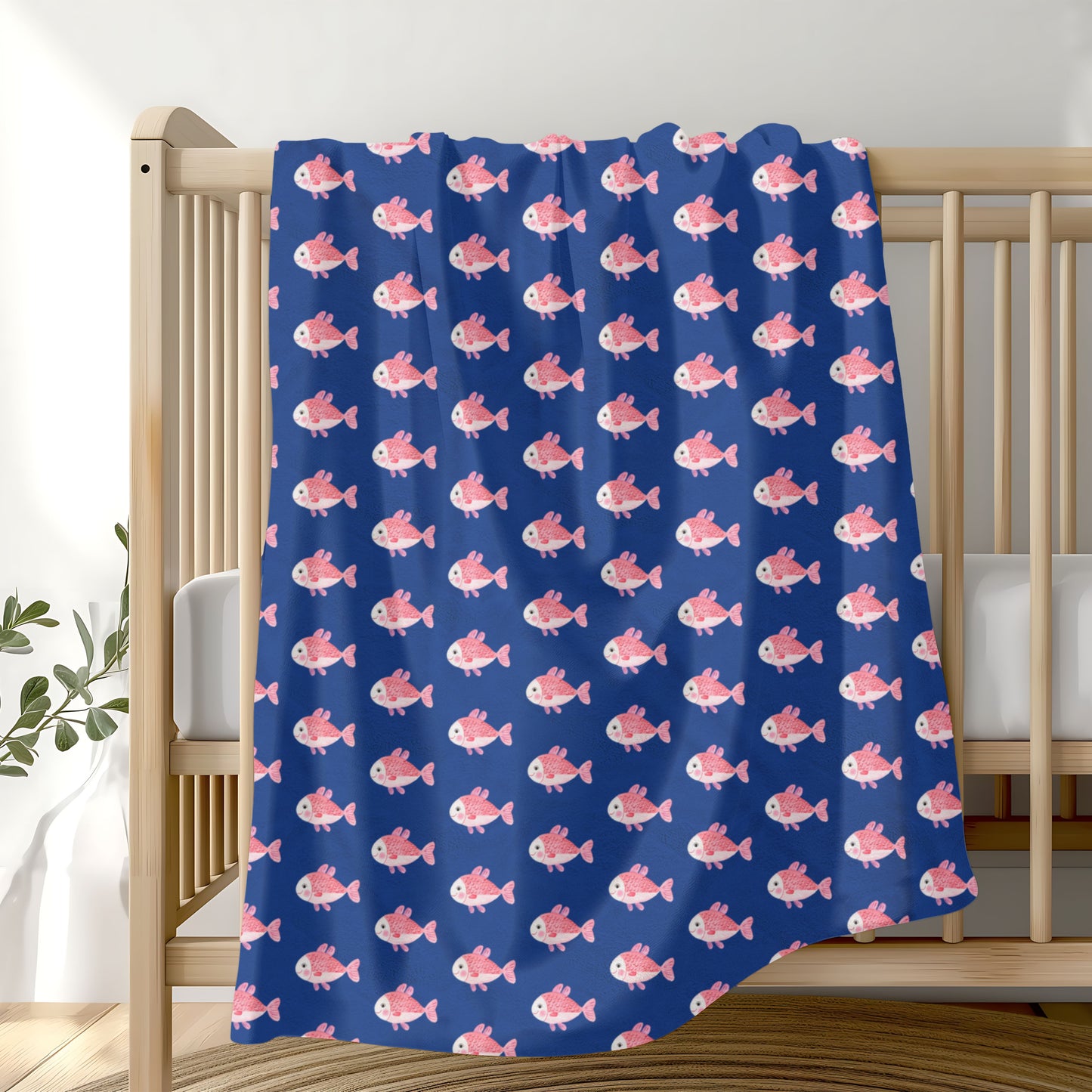 Cozy Fish Pattern Velveteen Plush Blanket