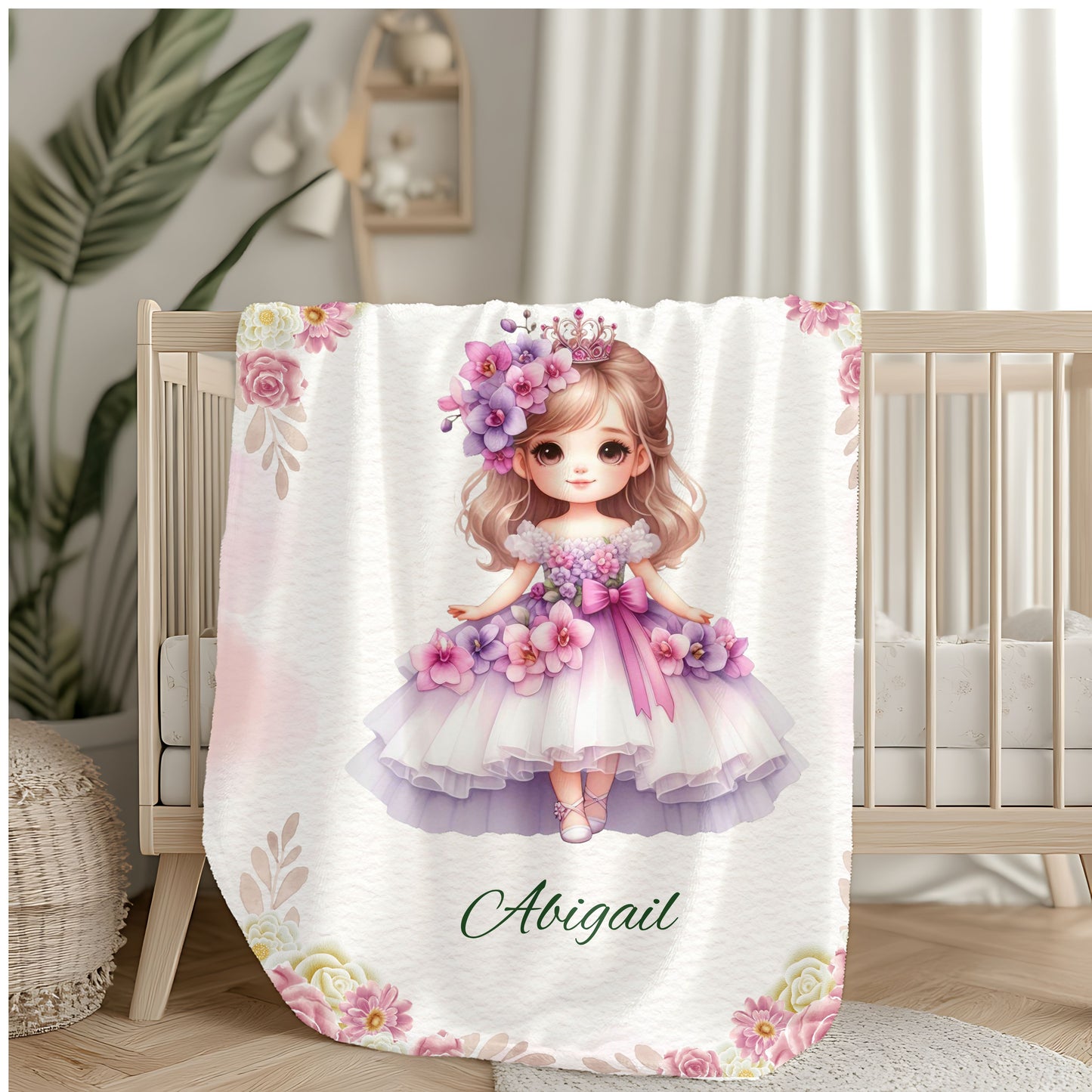 Personalized Velveteen Plush Blanket - Custom Flower Girl Gift, Kid's Blanket, Cozy Throw, Nursery Decor, Birthday Present