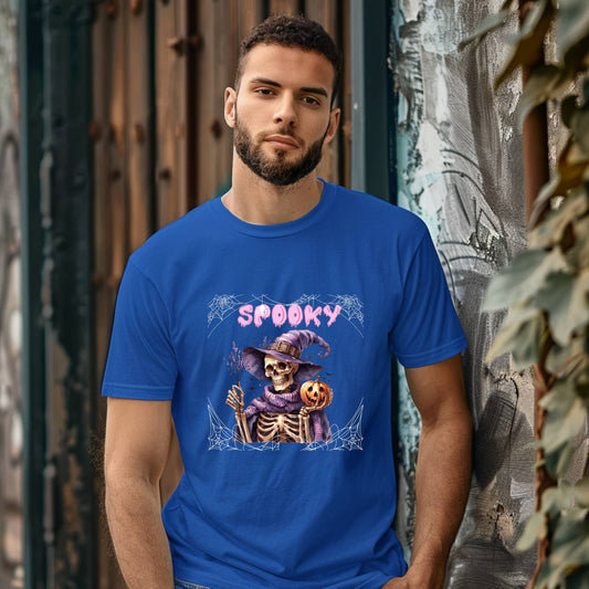 Spooky Skeleton Halloween Tee, Unisex Halloween Shirt, Trick or Treat Apparel, Fall Festivity Clothing, October Celebration Top