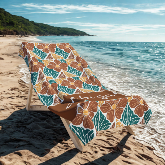 Personalized Floral Beach Towel — Custom Name Abigail, Tropical Hibiscus Pattern